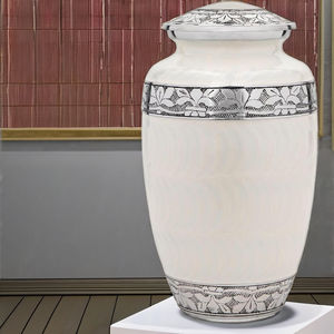 โกศสำหรับผู้ใหญ่ผู้ใหญ่สีขาวดีไซน์ทันสมัยโลหะอะลูมิเนียมทนทานสำหรับขี้เถ้าของมนุษย์3.5 LTR - Product Image 1