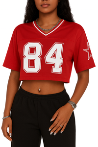 100% Polyester Customizable V Neck <b>Cropped</b> American Football Jersey Unisex Quick-drying Breathable Oversized - Product Image 2