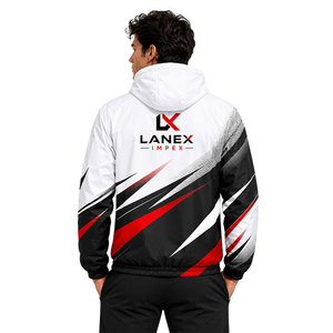 Custom White Black Red Hooded Windbreaker <b>Jacket</b> Lightweight Waterproof Running <b>Jacket</b> Sublimation Sports Training Outdoor Coat - Product Image 4
