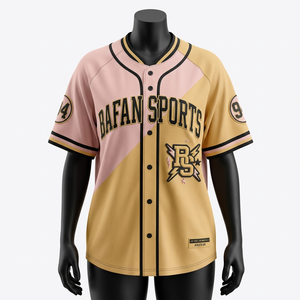 Maillot de baseball pour femmes, 190 GSM, polyester de haute qualité, évacuation de l'humidité, logo rose doré, maillot de baseball pour femmes - Product Image 3