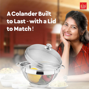 Wholesale Heavy Duty Stainless Steel SS Colander Food Grade Super Heavy With Lid <b>Mesh</b> Basket - Product Image 2