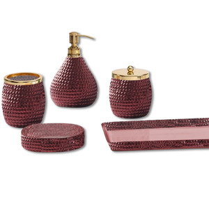 Premium Gradient Glass Bath Set with Soap Dispenser, <b>Toothbrush</b> <b>Holder</b>, Soap Tray & Tumbler Cup - Product Image 1