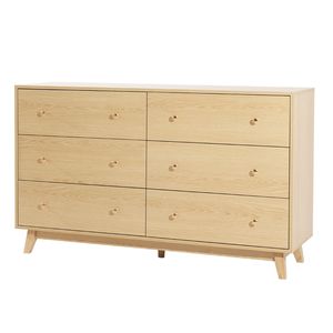 Cómoda de Roble con 6 Cajones y Dispositivo Antivuelco, Almacenamiento Moderno y Minimalista para Uso en Exteriores - Product Image 1