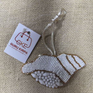 Abalorio de alta calidad hecho a mano, estilo bohemio cristiano, con perlas de imitación y cuentas de vidrio lampwork en forma de paz, para bolso infantil, con cuentas de semilla - Product Image 1