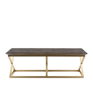 Table basse centrale en bois de taille rectangulaire de haute qualité pour le salon meubles de luxe de couleur dorée couleur dorée - Product Image 1