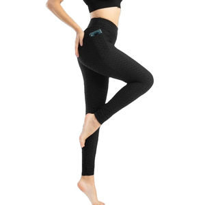 Leggings de sport décontractés pour femmes, taille haute, coupe ajustée, en coton/bambou, imprimé léopard, longueur genou, respirants, sans coutures, avec poches, pour la gym - Product Image 1