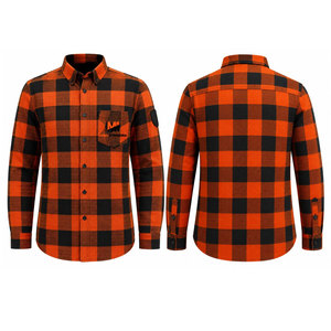Camisas Personalizadas para Hombre, 100% Algodón Poliéster, Gruesas, Negras y Rojas, Otoño Invierno, con Botones, Manga Larga, Camisa de Franela a Cuadros Vintage para Hombre - Product Image 1