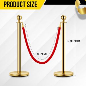 Set di 8 Pali Dorati con Corde in Velluto Rosso, Barriere per il Controllo della Folla per Eventi, Pali per Cordonamento Tappeto Rosso - Product Image 2