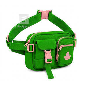 Bolso de Cintura Personalizado de la Hermandad Alpha Kappa Alpha, Verde y Rosa, Estilo Casual, Logotipo Bordado y Bolsillo con Cremallera, Ropa Griega Femenina - Product Image 2