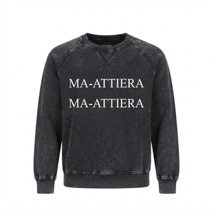 Mens <b>Black</b> Acid Wash Crewneck <b>Sweatshirt</b> With Text Print Casual Streetwear Pullover Top - Product Image 3