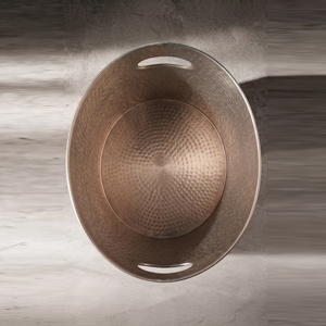 Antique Copper Hammered Oval <b>Ice</b> Bucket With Cutout Handles Modern Party Champagne Wine Chilling Beverage Tub Party Tableware - Product Image 5