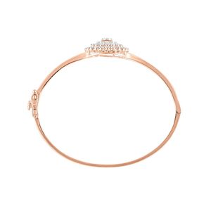 Rose Gold Lab Grown Diamond Round Cluster Halo <b>Bangle</b> <b>Bracelet</b> - Product Image 3