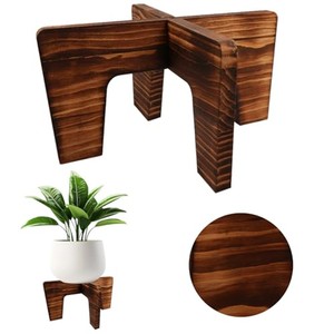 Aqdus Saleem Rustic Cedar Wood <b>Rectangle</b> Plant Stand with Bark Detail-Outdoor Wholesale Wooden <b>Planters</b> India - Product Image 2