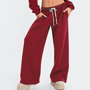 Women Fleece <b>Lined</b> Warm Windproof Sweatpants Loose Straight Leg Jogger <b>Pants</b> Drawstring Winter Casual Trousers Wholesale - Product Image 6