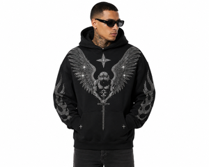 Sudadera con Capucha Personalizada con Pedrería para Hombre |   Sudadera Extra Grande de Alta Calidad con Diseño de Cristales, Marca Privada OEM - Product Image 1