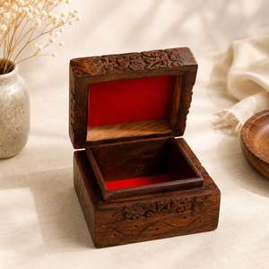 Coffre de rangement en bois vintage pas cher pour bijoux, cadeaux spéciaux, souvenirs de mariage et petits trésors - Product Image 6