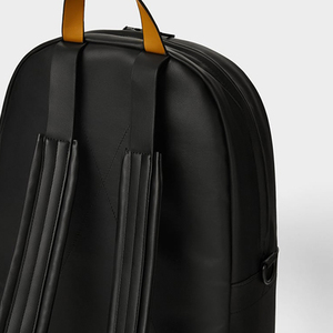 Minimalist Black PU <b>Laptop</b> <b>Backpack</b> with Zipper Closure and Orange Tag Unisex Softback 20-39L Water Resistant Shoulder Straps - Product Image 2