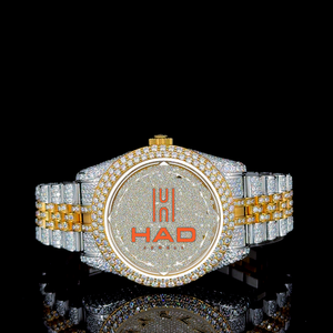 Reloj de Lujo con Diamantes Cultivados en Laboratorio, Dos Tonos de Oro, Bisel con Diamantes, Reloj de Diseño para Hombre, Joyería de Moda Hip Hop - Product Image 4