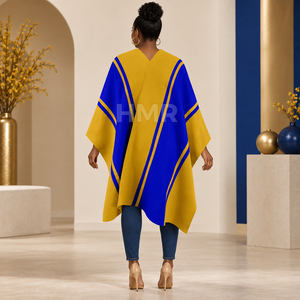 HMR Sorority Sisterhood – Nouvelle Écharpe Poncho Cape Élégante et Stylée pour Femme, Bleu et Jaune, Printemps, Automne, Hiver - Product Image 4