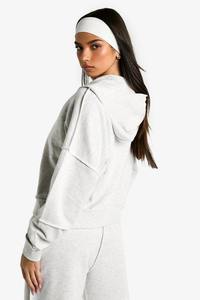 Sudadera con capucha ligera de forro polar para mujer OEM, estilo urbano, top corto, diseño de hombros caídos, logotipo personalizado, tejido frontal de invierno, secado rápido - Product Image 3