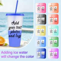 Gobelets en plastique personnalisables par sublimation, 24 oz, changeant de couleur, avec couvercle, pour l'été, pour l'extérieur, vente en gros