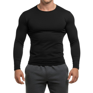 High Quality Solid Color Compression Shirt for <b>Men</b> Performance <b>Stretch</b> Gym Sports Wear Regular Fit Quick Dry Breathable - Product Image 3