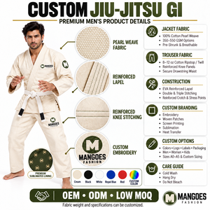 Kimono de Jiu-Jitsu Brésilien (BJJ) professionnel pour adultes, 100% coton, tissage perlé, pré-rétréci, respirant, léger, anti-humidité - Product Image 6