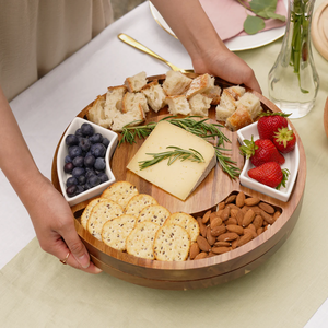 Plateau tournant en bois pour gâteaux et desserts, artisanat fait main, design haut de gamme, meilleur prix - Product Image 5
