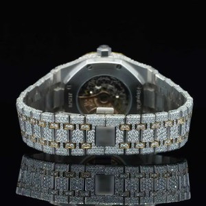 นาฬิกา HUMERAJEWELS หรูหรา ประดับเพชรควอตซ์และเพชรโมอิสซาไนต์ VVS ตัวเรือนสแตนเลสสตีลทรงเหลี่ยม หน้าปัดคริสตัลแซฟไฟร์ กันน้ำได้ 10 บาร์ - Product Image 4