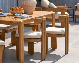 Scandinavian Solid Oak Dining Set 4 Seater Outdoor Furniture Durable Wood Garden Table Chairs - Product Image 2