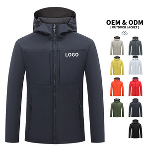 Chaqueta Softshell con Capucha para Hombre, Resistente al Viento e Impermeable, con Cierre Frontal y Logotipo, Abrigo Casual de Forro Polar para Otoño - Product Image 2