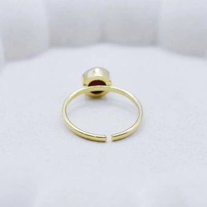 Natural Raw Garnet Electroplated <b>Adjustable</b> <b>Ring</b> Handmade Gold Plated Birthstone Jewelry for Women - Product Image 6