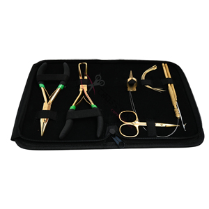 Kit de Herramientas para Extensiones de Cabello con Alicates Dorados de Salón, Alicates de Punta Plana para Cierre de Cuentas, Gancho para Microenlaces, Agujas de Bucle y Separador de Dedos - Product Image 1