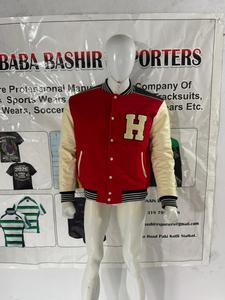 Custom Red Solid Woolen Stand Collar Varsity Jacket for Men Winter Single <b>Button</b> - Product Image 5