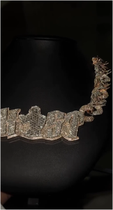 Colgante Hip Hop Personalizado de Plata de Ley 925 con Letra de Moissanita VVS, Chapado en Rodio, Collar Unisex Personalizado - Product Image 3