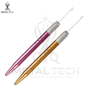 Herramienta profesional para extensiones de cabello con mango de metal ranurado, microperlas, aguja de gancho y herramienta de tracción para salón de belleza - Product Image 4