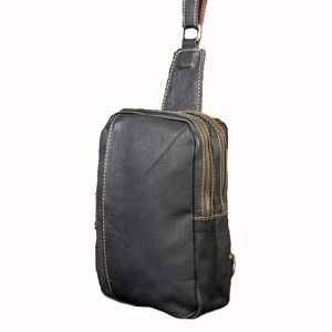Genuine Leather Black <b>Men's</b> Fashion Chest Sling Bag Custom Logo Crossbody Sport <b>pouch</b> Waist Vertical Hiking Fanny Bag <b>Men</b> Travel - Product Image 4