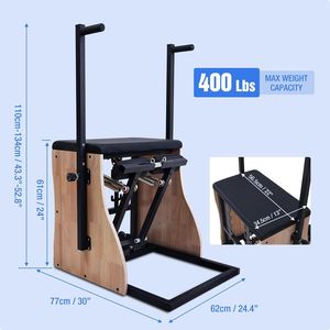 Accessorio Pilates: Sedia Wunda con Maniglie a 4 Livelli di Resistenza e Pedali Separati per Allenamento Core e Yoga - Product Image 2