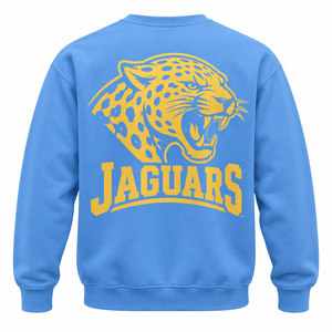 Sudadera Personalizada al por Mayor de la Universidad del Sur, Jaguars, Cuello Redondo, HBCU, Azul Columbia, Dorado, Bordada, de Forro Polar - Product Image 2