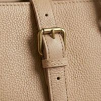 Sac fourre-tout de luxe en cuir marocain fait main Royaa, beige structuré, sac de travail à poignée supérieure, en cuir pleine fleur, fermeture éclair, 5L