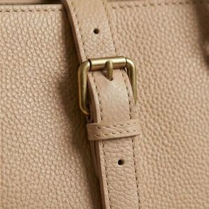 Royaa Handmade Moroccan Leather Tote Bag Beige Structured Work Purse Top Handle Full Grain Tan Leather Zipper Closure Water - Product Image 4