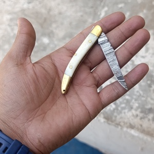 Navaja Plegable Artesanal con Llavero, Mini Navaja de Bolsillo con Apertura Deslizante, Hoja de Acero de Damasco de Borde Recto de 5 Pulgadas, Ideal para Regalo, Venta al por Mayor - Product Image 4