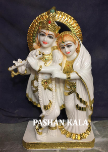 Sculpture Radha Krishna en marbre blanc, magnifique bijou de grande qualité, - Product Image 6