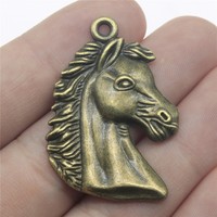 Breloque Tête de Cheval Détaillée 43x29mm en Alliage de Zinc Argent Vieilli pour Remplacement de Tirette de Fermeture Éclair Équestre