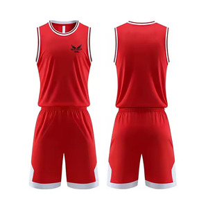 Uniforme de Baloncesto Sublimado Personalizado, Camiseta sin Mangas Roja con Pantalones Cortos, Absorbe la Humedad, Unisex, para Adultos, Ropa Deportiva para Todas las Temporadas - Product Image 1