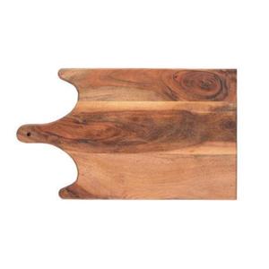 Tabla de cortar de madera rectangular con asa, acabado natural, diseño de hoja tallada, bloque de corte para cocina, utensilios de cocina, decoración para mesa. - Product Image 2