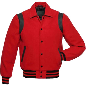 Men's Black Varsity Jacket With White Sleeves <b>Button</b> Closure Turn-down Collar Casual Style Autumn Wear - Product Image 5