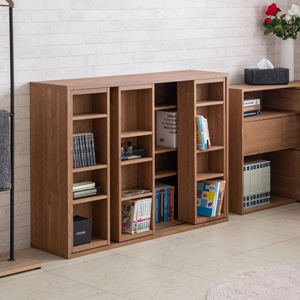 Modern Double Sliding Book Cabinet Multi Purpose Storage Bookshelf for Home Office Bedroom Living Room Furniture - Product Image 1