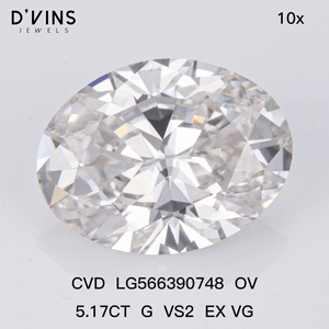 เพชร D'vins Jewels ขนาด 1.0 กะรัต 1.5 กะรัต 2.0 กะรัต รูปทรงวงรี เพชรเพาะเลี้ยงในห้องปฏิบัติการ HPHT CVD สำหรับขายส่งเพื่อการผลิตเครื่องประดับ - Product Image 3