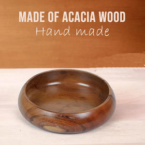 Tazón para Servir de Madera de Acacia Natural, Estilo Americano, Ecológico, Acabado Seguro para Alimentos, para Mesa de Cocina, Restaurante, Presentación de Alimentos - Product Image 2